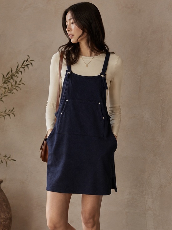 Babi House Dresses & Skirts - Bank House Made In Korea Sweater Navy Blue Pinafore Dress